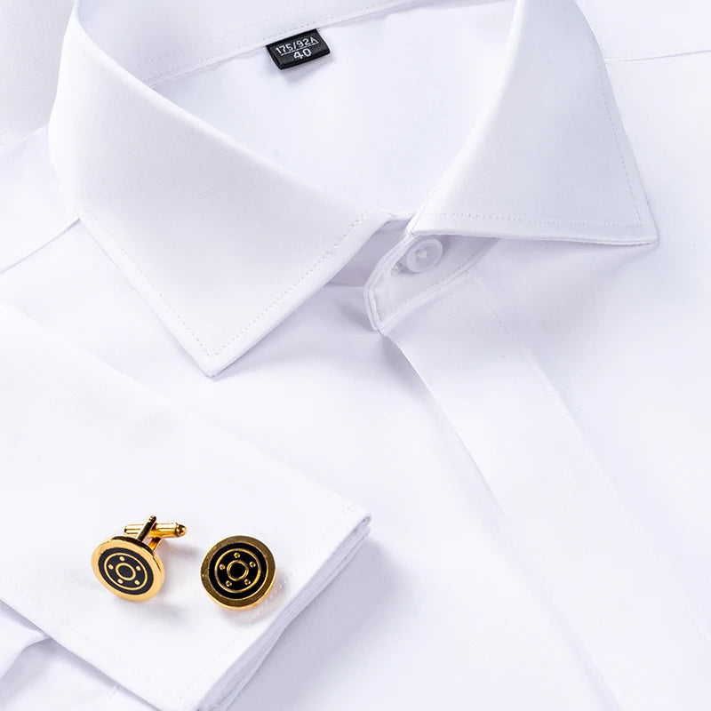 Men's Slim Fit French Cuff Long-Sleeve Wedding Dress Shirt