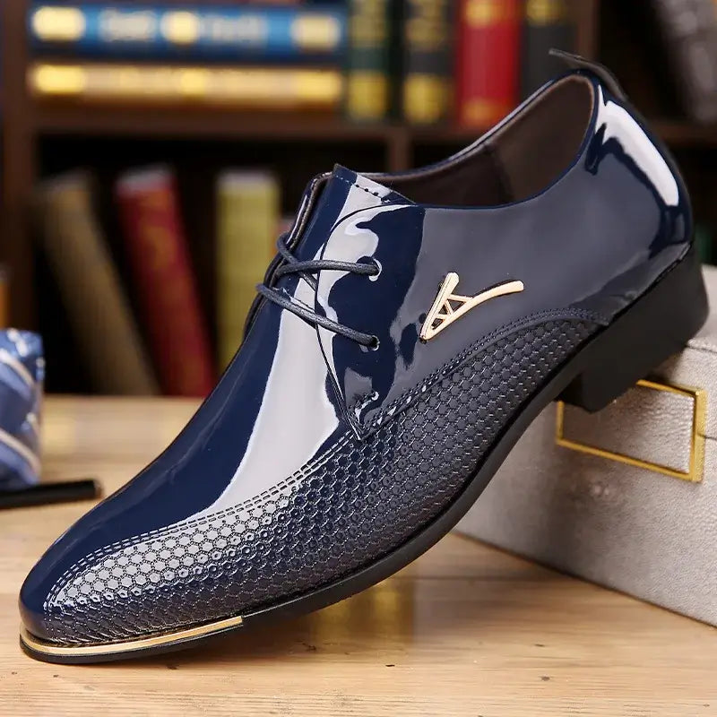 Men's Pointed Toe Shiny Leather Formal Dress Shoes