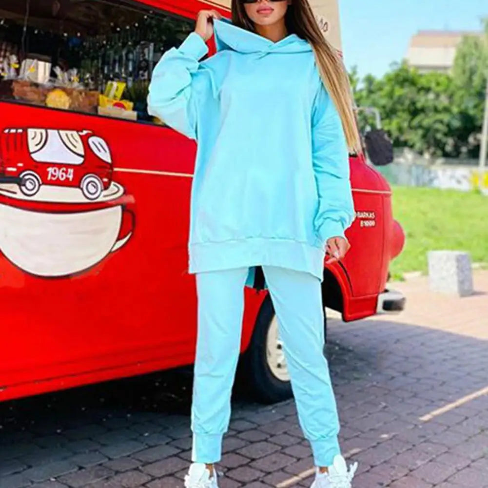 Women's Winter Oversized Back-Zip Hoodie and Pants Tracksuit Two-Piece