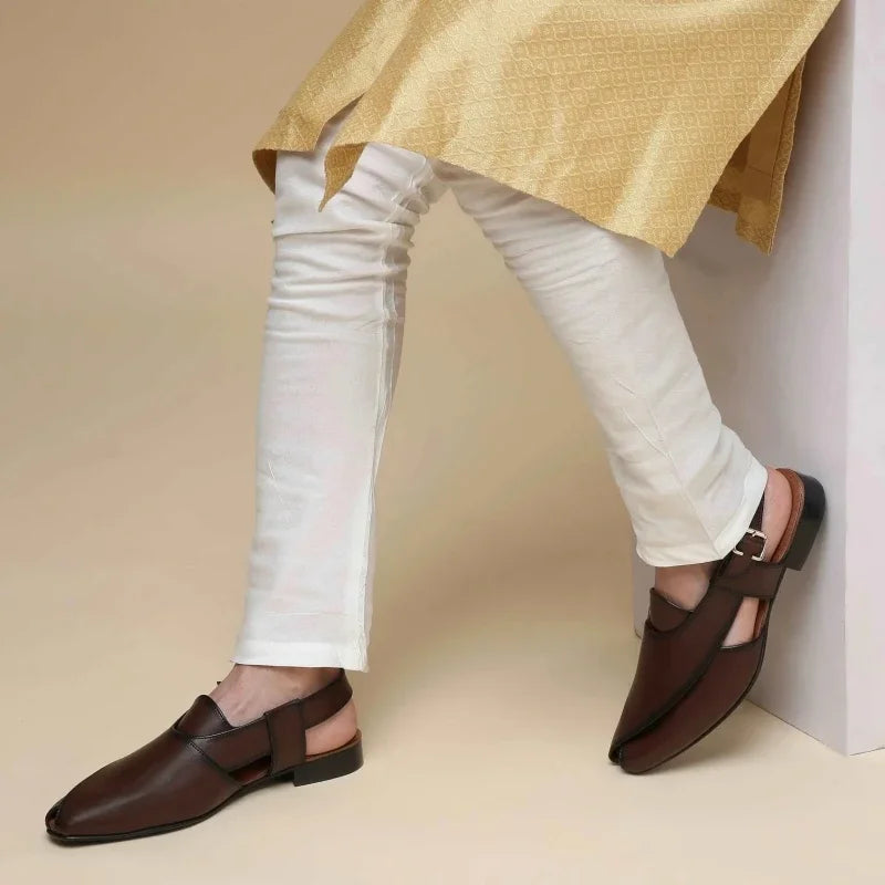 Men's Brown Buckle Strap Dress Sandals