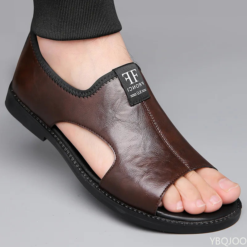 Roman Sandals Summer new Men's Shoes Casual anti-skid driving leather shoes Breathable trendy soft soled Male sandals Homme