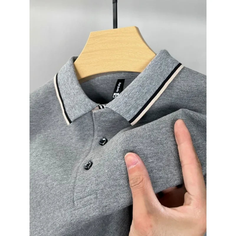 100% Cotton Men's Long Sleeved Lapel Business Classic Casual Loose Spring and Autumn New Solid Color Men's Korean Style Trend