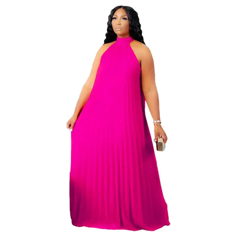 Wmstar Damen Übergröße Langarmkleid Ärmellos Bandage Neckholder Hohl Gesplitzt A-Linie Maxikleider Outfits Großhandel Dropshipping