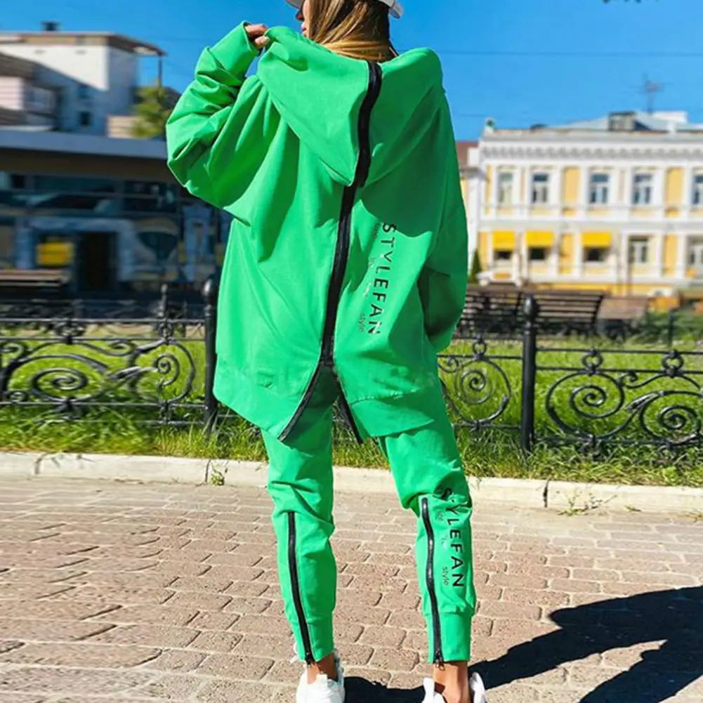Women's Winter Oversized Back-Zip Hoodie and Pants Tracksuit Two-Piece