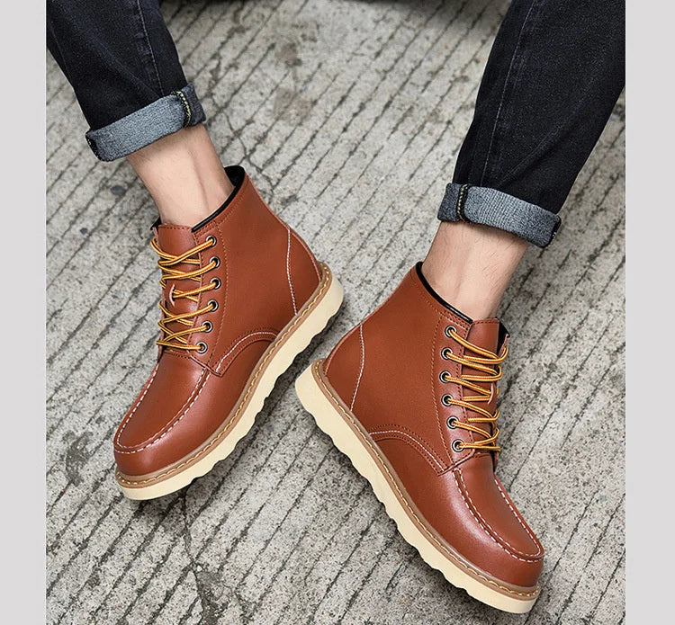 2024 Men Boots Elevator Shoes Hidden Heels High Soft Leather Heightening Shoes For Man Increase Insole 10CM 8CM 6CM Height Boots