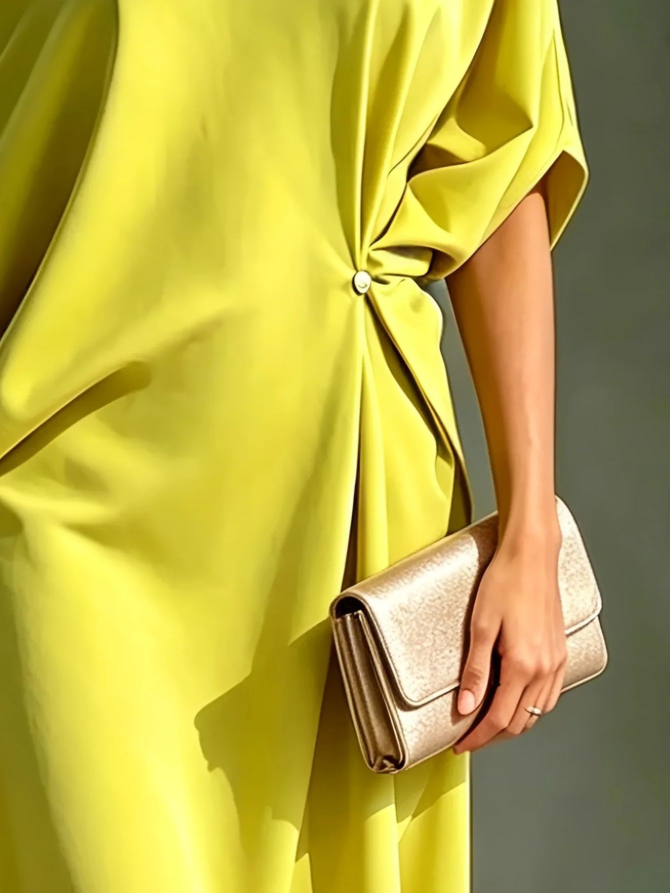 One Shoulder Midi Dress Asymmetrical Hem Waist Knot 3/4 Sleeve Draped Formal Evening Elegant Color Cocktail Dress for Women
