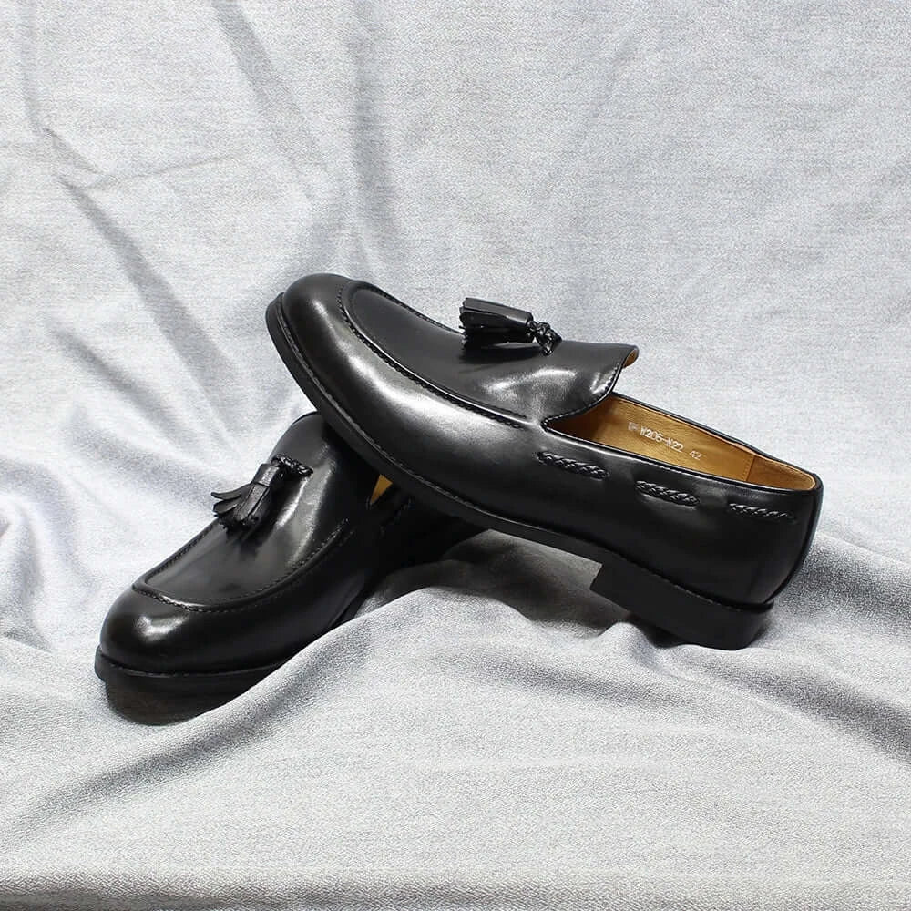Mocassins pour homme de style italien, à pampilles, en cuir véritable de vache, confortables et faciles à enfiler, chaussures habillées décontractées pour mariage, fête et bureau
