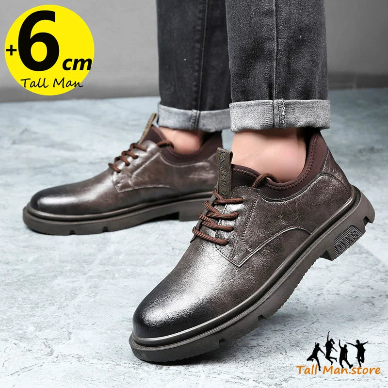 Business Men Oxford Leather Elevator Shoes Lift Sole Man Height Increase Insole 6CM Office Daily Life British