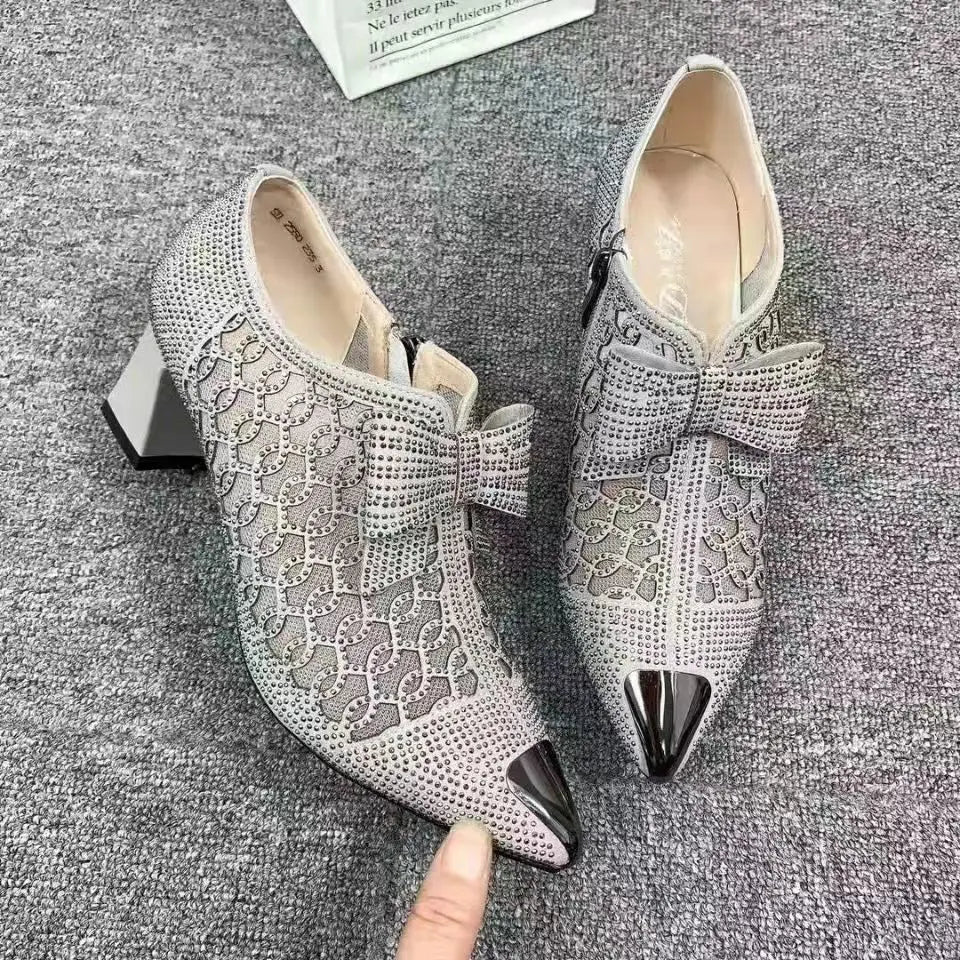 2026 New Women Shoes Exquisite Rhinestone Model Dance Shoes for Woman Fashion Hollow Out High Heels Designer Shoes Zapatos Mujer
