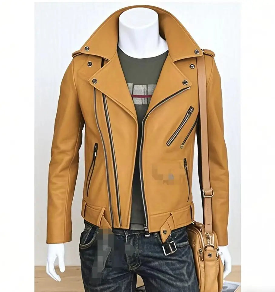 Men's Oversized Multi-Zip PU Leather Coat