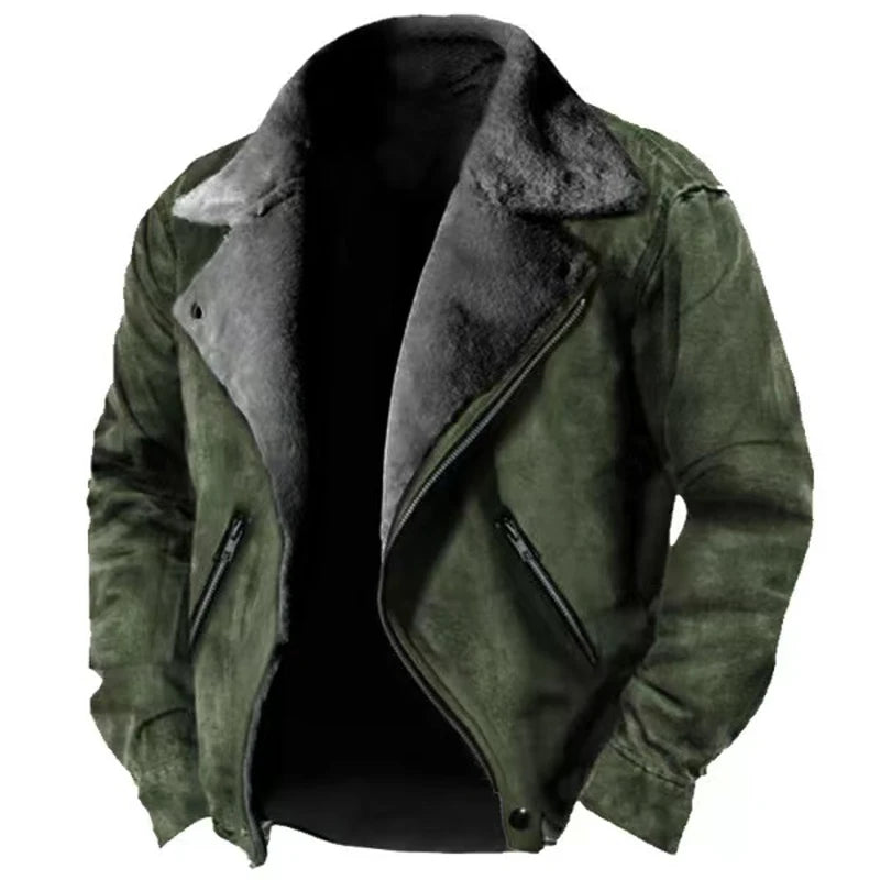Winter Men's Fleece Jacket Casual Solid Thick Warm Loose Outwear Streetwear Male Turn Down Collar Zippers Coats Outdoor Jacket