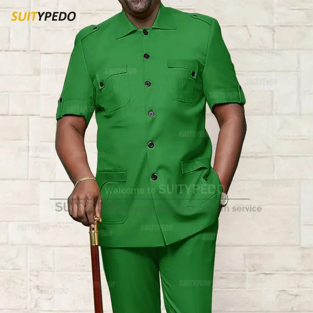 Men's African Style Slim Fit Blazer and Pants Suit