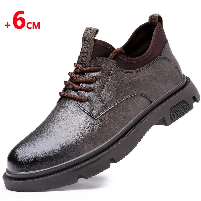 Business Men Oxford Leather Elevator Shoes Lift Sole Man Height Increase Insole 6CM Office Daily Life British