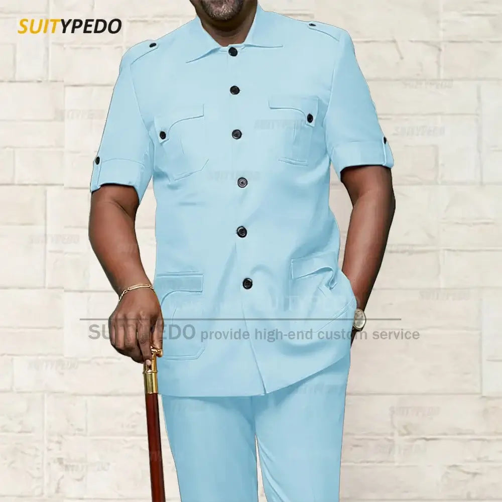 Men's African Style Slim Fit Blazer and Pants Suit