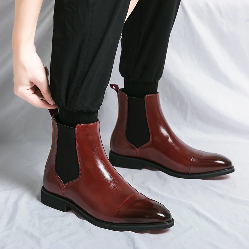 Men's Red Bottom Chelsea Ankle Boots