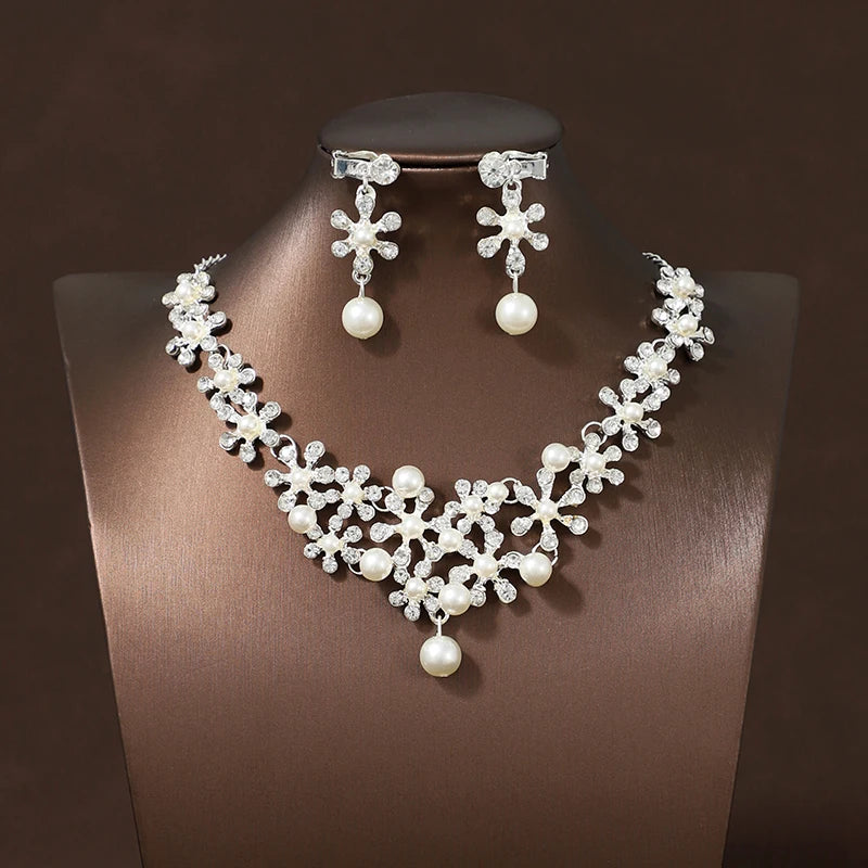 Itacazzo Bride Accessories Exquisite Necklace Earrings Three Piece Set&Suitable for Women's Wedding, Birthday, Party Matching