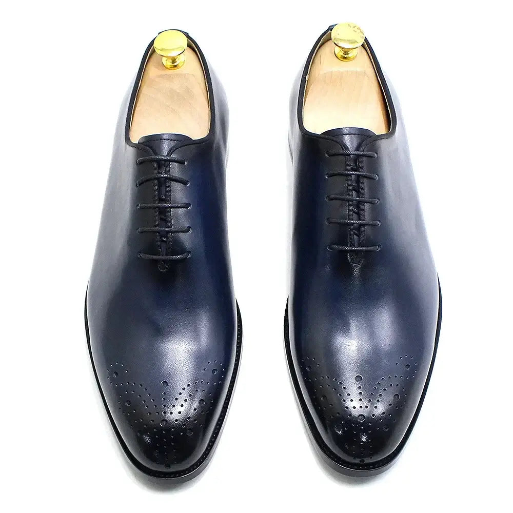 Chaussures habillées pour homme de style italien, en cuir véritable et fabriquées à la main, richelieus classiques sans couture à lacets, chaussures formelles de bureau
