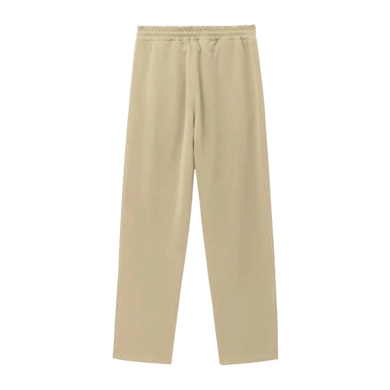 Men's Loose Solid Patchwork Side Button Straight Trousers