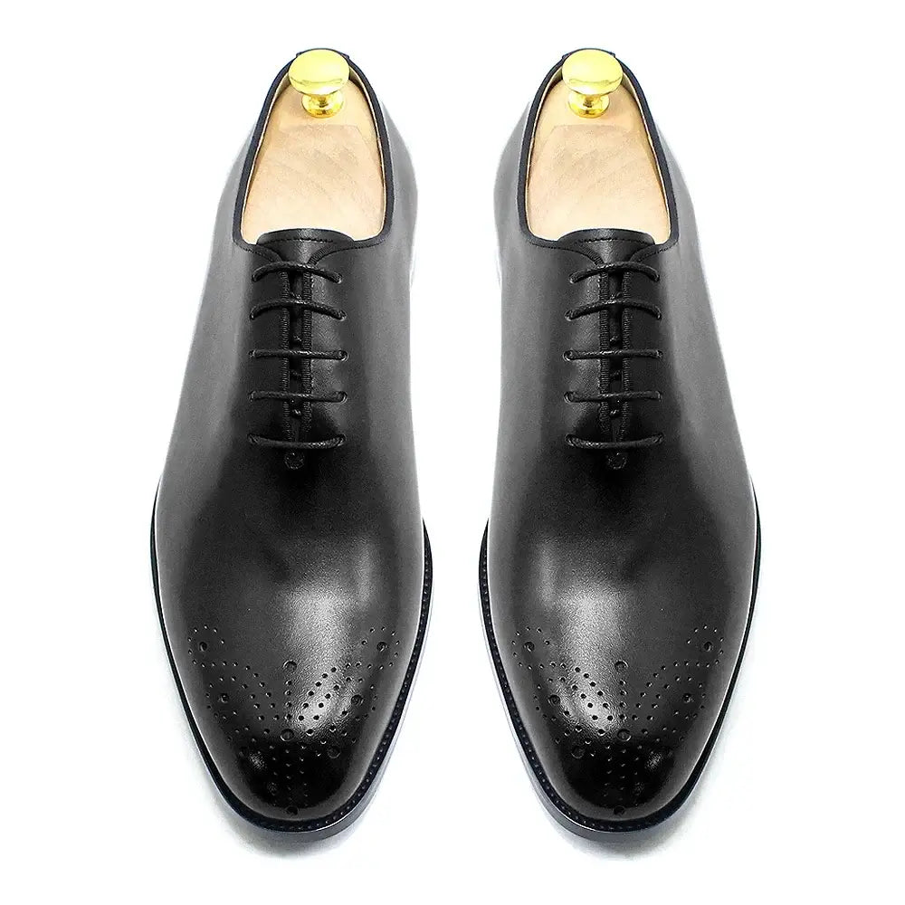 Chaussures habillées pour homme de style italien, en cuir véritable et fabriquées à la main, richelieus classiques sans couture à lacets, chaussures formelles de bureau