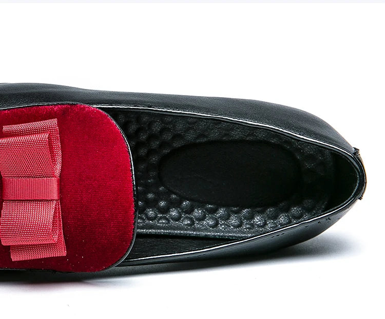Men's Classic Leather Bow Formal Wedding Office Loafers