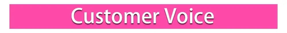 Customer Voice banner with pink background and bold white text highlighting customer feedback.