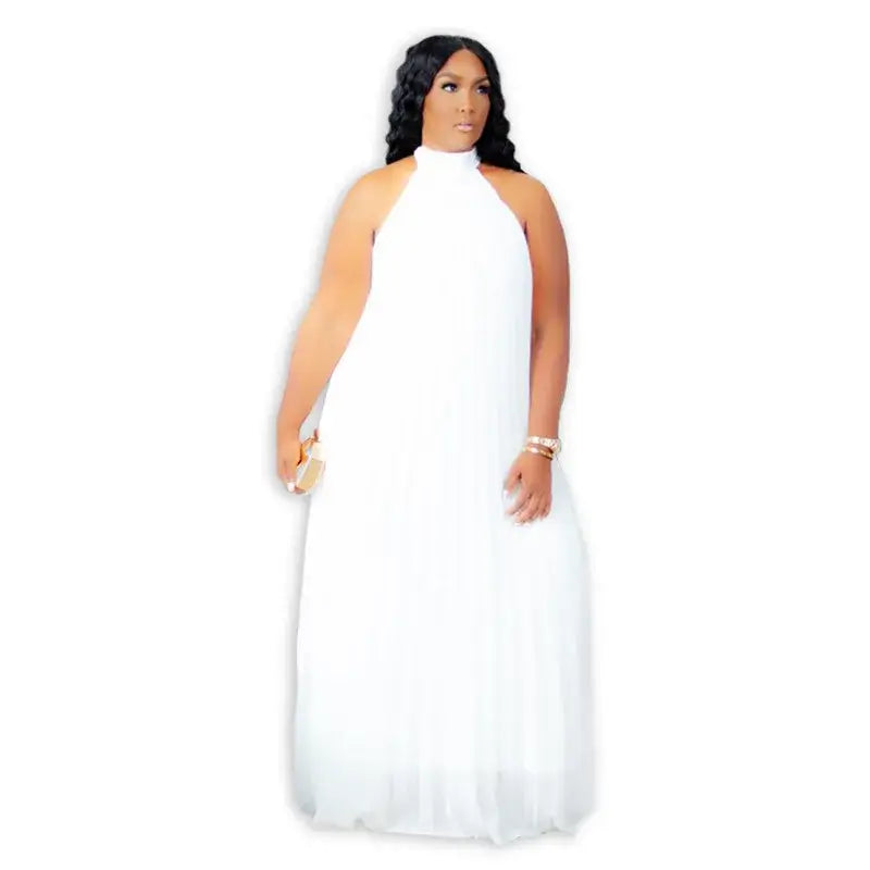 Wmstar Robe longue grande taille pour femme, sans manches, style bandage, dos nu, col licou, découpes, fendue, robe maxi évasée, vente en gros et dropshipping