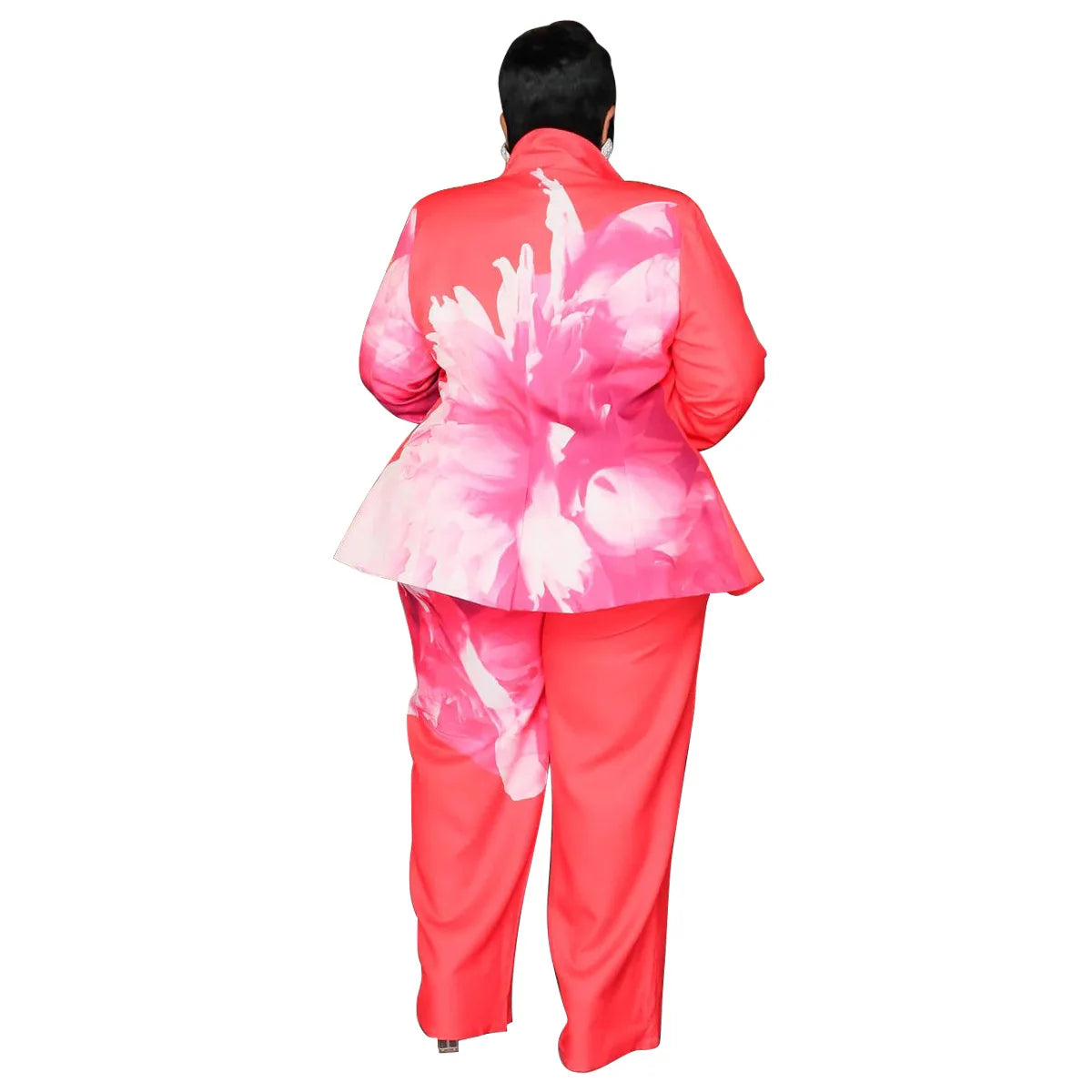 Women's Plus Floral Print Blazer and Wide-Leg Pants Set