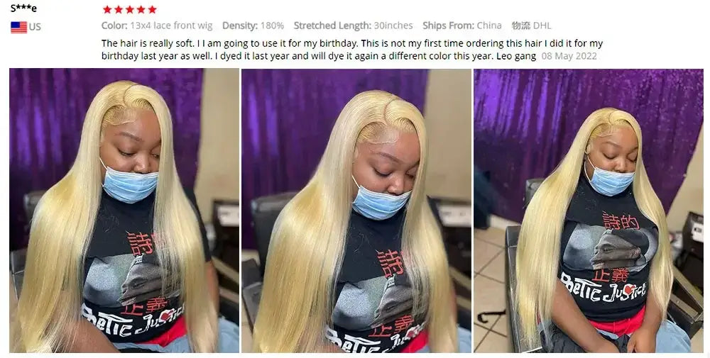 613 Colored Straight Human Hair 13x4 HD Blonde Lace Front Wigs 200 Density 13x6 Transparent Full Lace Frontal Wigs 44 46 Inches wear review