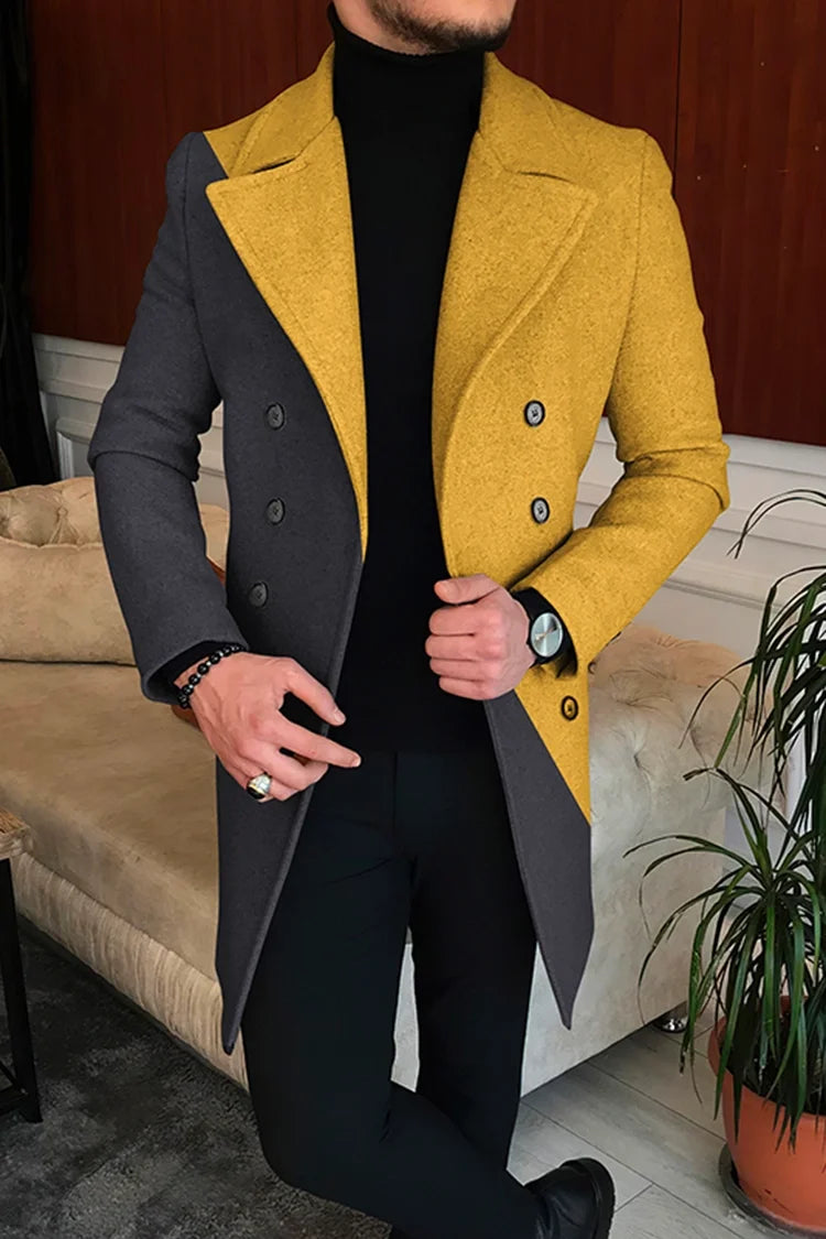 Fashion Men's Personalized Autumn Long Coat Printed Button Lapel Business Winter Jacket Casual Nylon Coat Oversized New Top