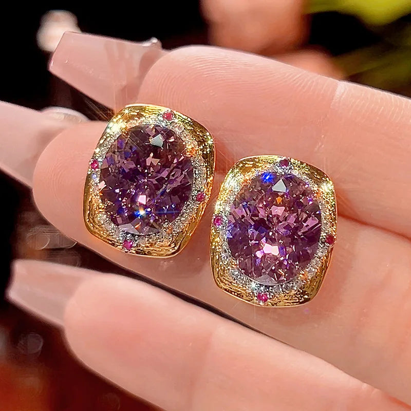 New copper plated platinum ring necklace earrings simulation bird's nest cut dried rose zircon jewelry light luxury high-end set