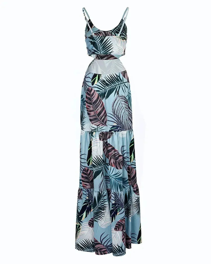 Women's Floral V-Neck Spaghetti-Strap Bodycon Maxi Pencil Dress