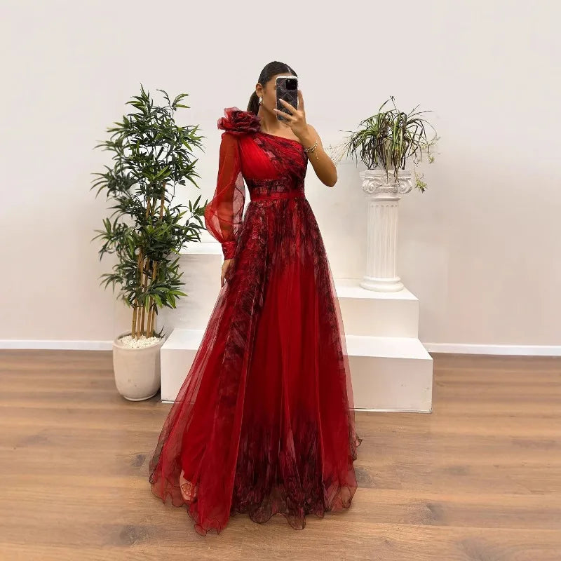 Women's Off-Shoulder Pleated Maxi Evening Dress