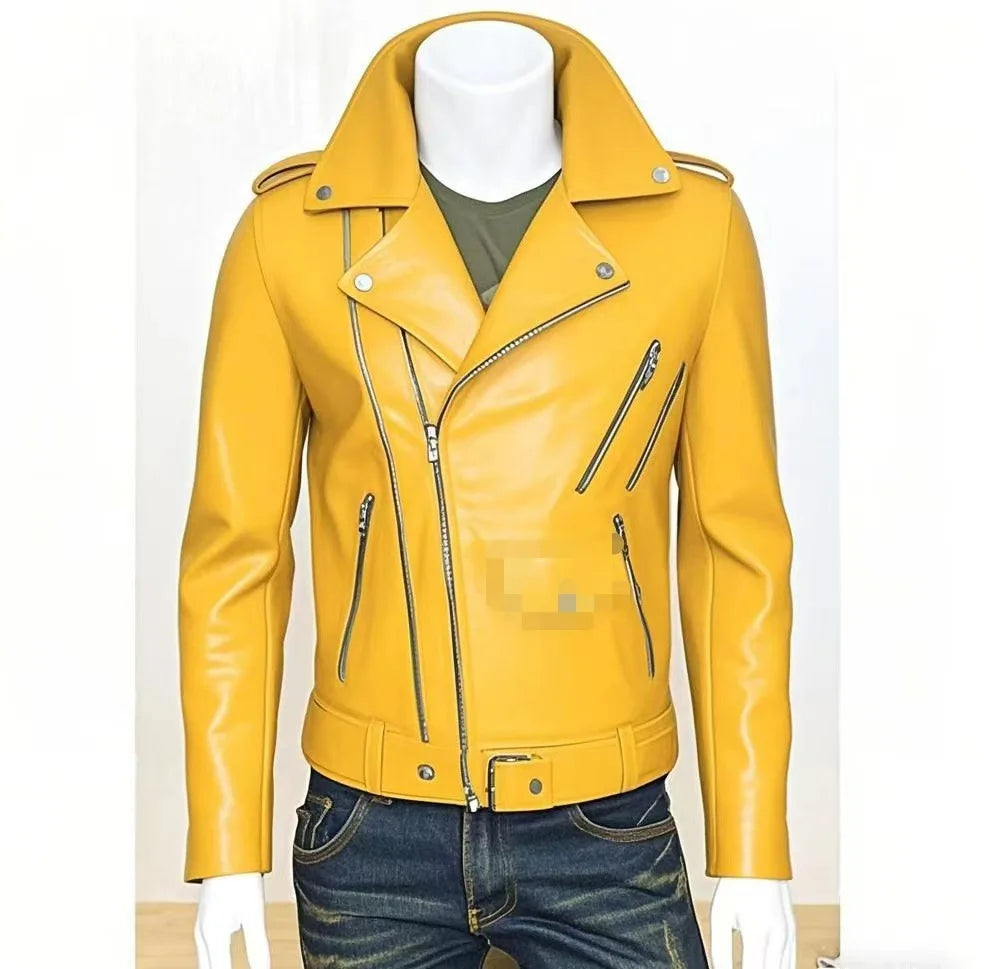 Men's Oversized Multi-Zip PU Leather Coat