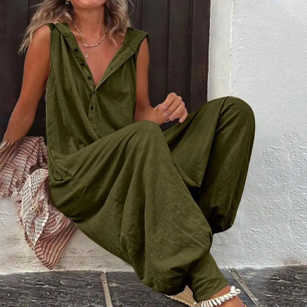 Women's Hooded Vintage Summer Romper Jumpsuit Playsuit
