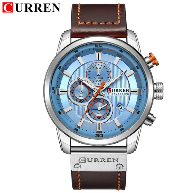 Men's Quartz Chronograph Leather Military Sport Watch