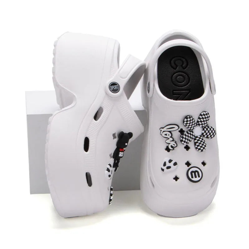 Women's Chunky Platform Clog Sandals, Closed-Toe Beach Slides
