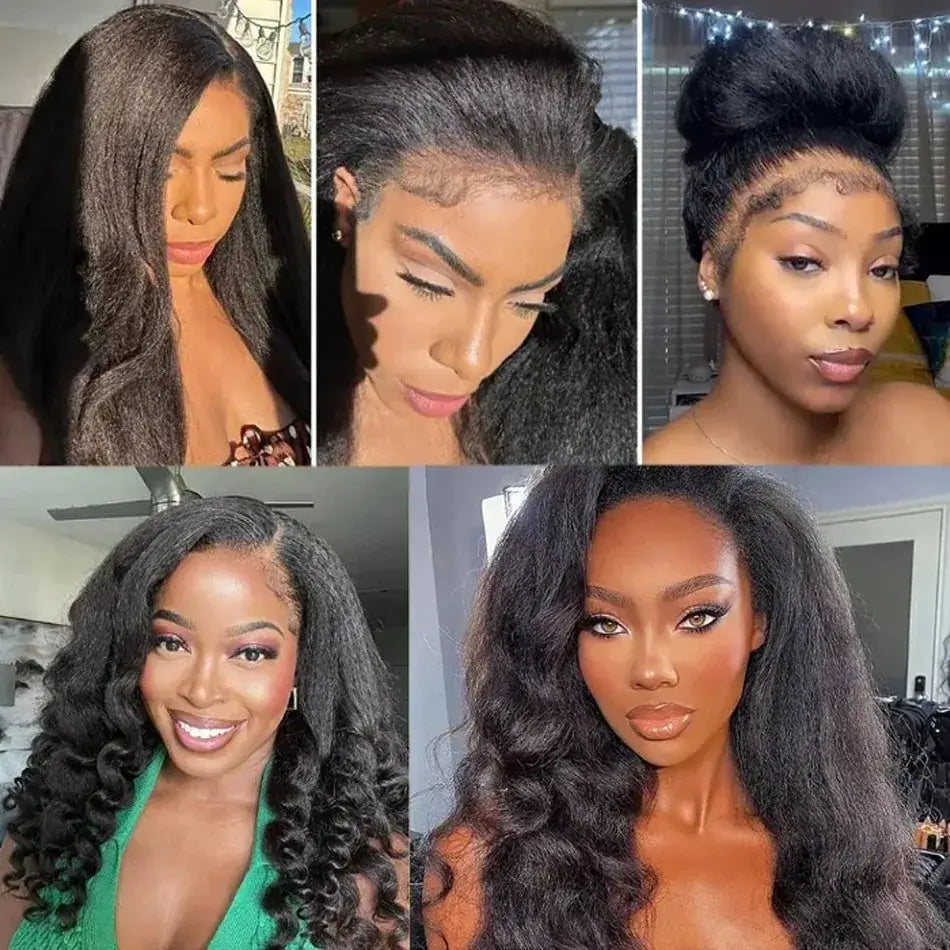250 Density Kinky Straight Half Wigs Human Hair Flip Over Gluless 3 In 1 Half Wig With Drawstring 40 Inch Wear And Go For Women