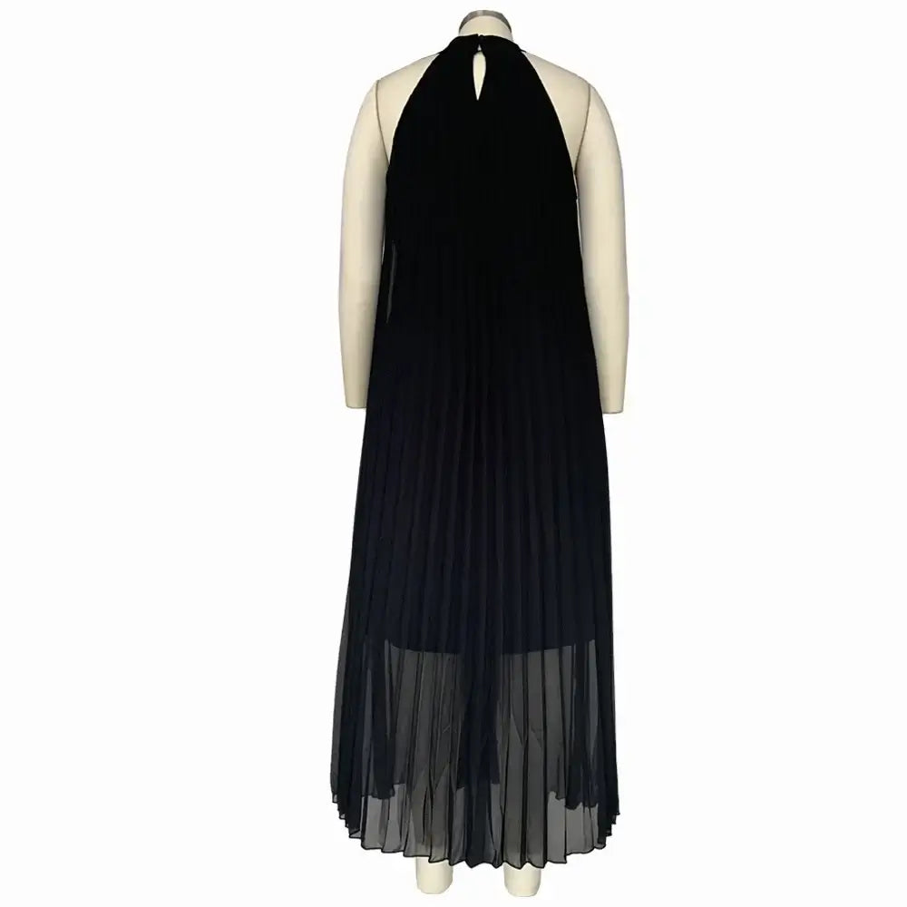Wmstar Robe longue grande taille pour femme, sans manches, style bandage, dos nu, col licou, découpes, fendue, robe maxi évasée, vente en gros et dropshipping