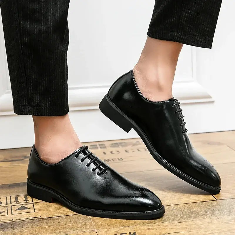 Men's Red Sole Black Brogue Lace-up Formal Shoes
