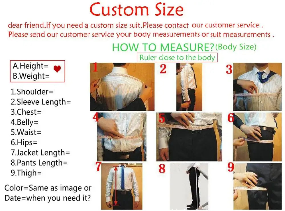 Men's Slim Fit Two-Piece Gold Button Wedding Suit