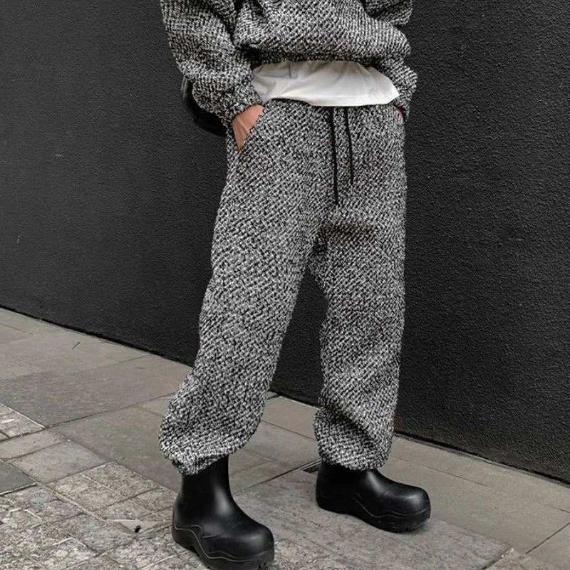 Men's Retro Wool Velvet Hooded Sweatshirt, High-Street Casual Suit Style