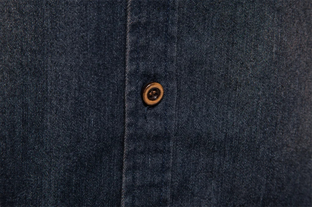 Men's Elastic Cotton Denim Long Sleeve Shirt