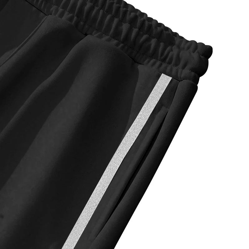 Men's Loose Solid Patchwork Side Button Straight Trousers
