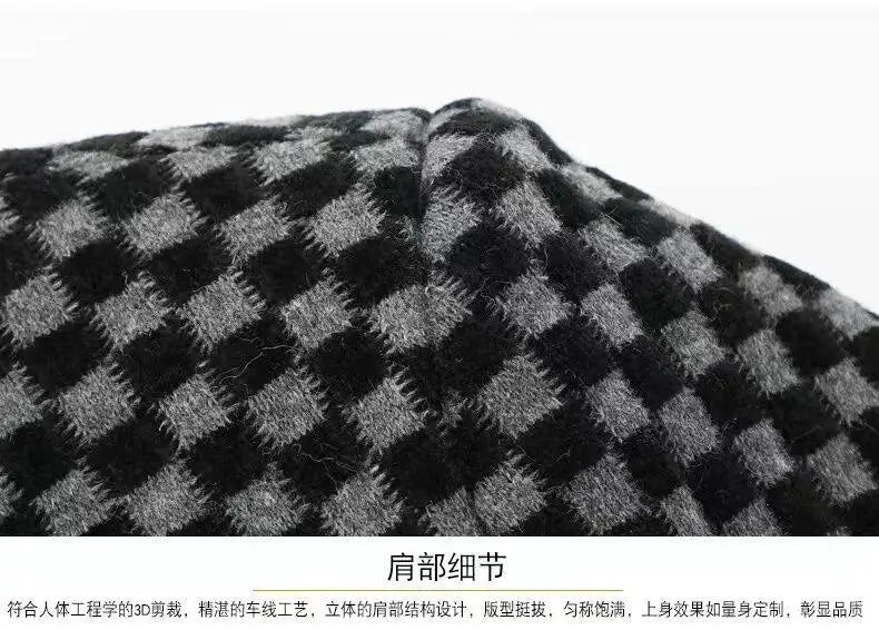 Men's Winter Velvet Woolen Thick Wedding Blazer, Business Dress Coat