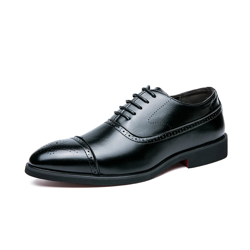 Men's Red-Sole Carved Lace-up Brogue Oxford Dress Shoes