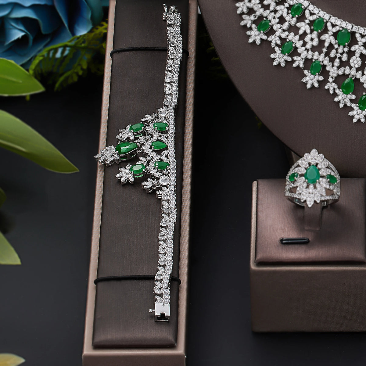 Women's Cubic Zirconia Four-Piece Bride Jewelry Set