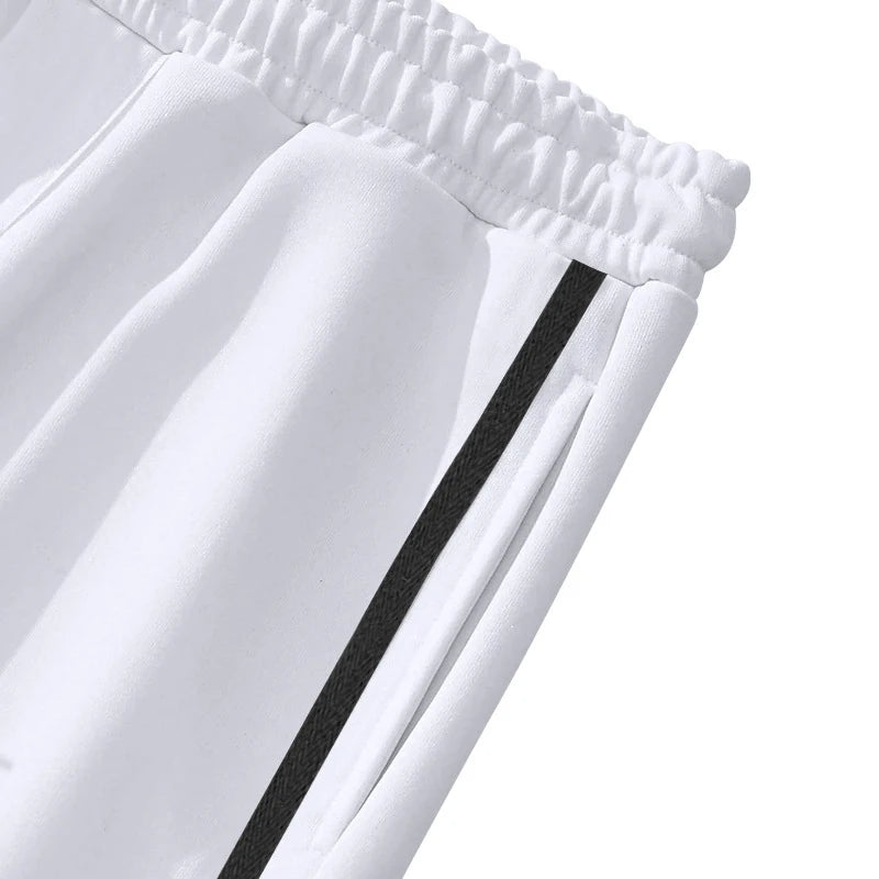 Men's Loose Solid Patchwork Side Button Straight Trousers