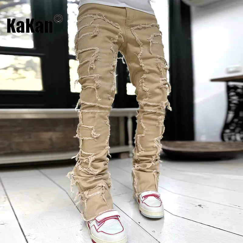 Men's Stretch Patch Straight Street Jeans