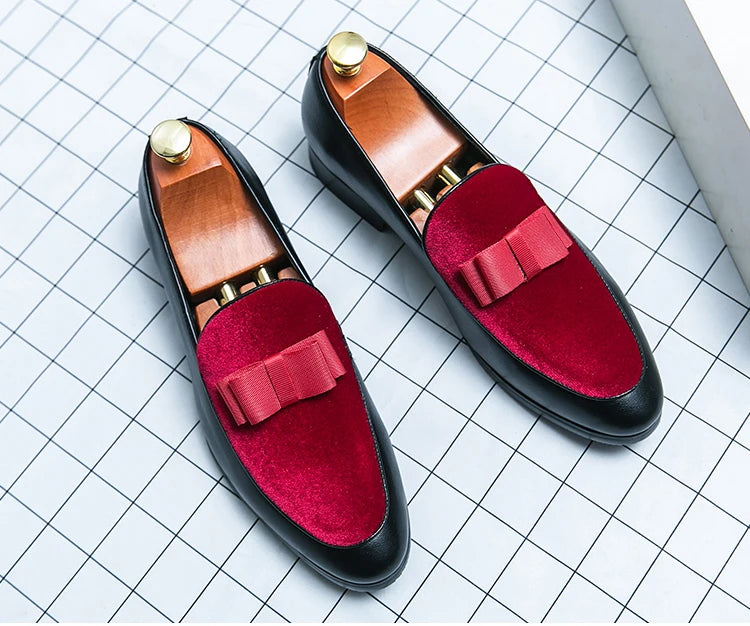 Men's Classic Leather Bow Formal Wedding Office Loafers