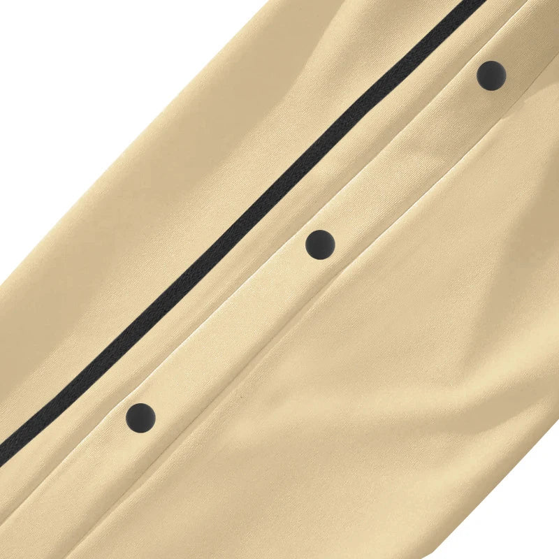 Men's Loose Solid Patchwork Side Button Straight Trousers